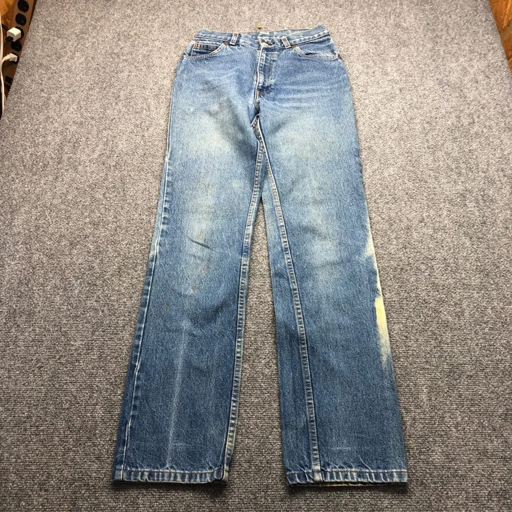 Vintage Levis White Tab Straight Leg Jeans Medium Wash Distressed 29x31